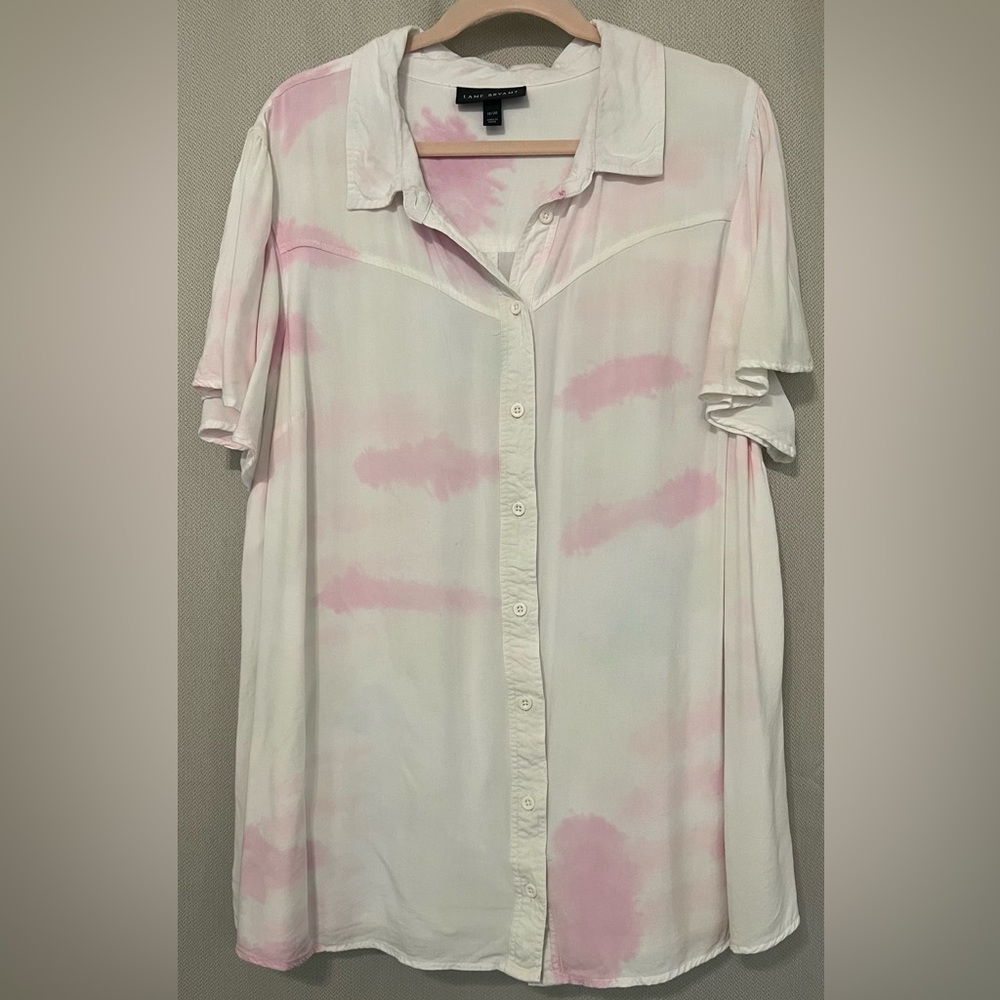Tie-dye button-down blouse